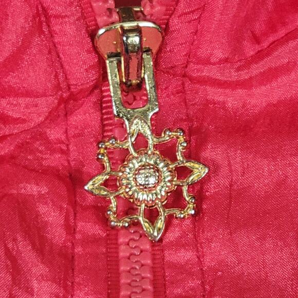 Lavon Jacket Nylon Windbreaker Pink Floral Vintage‎ Medium w/ Shoulder Pads - Picture 4 of 13